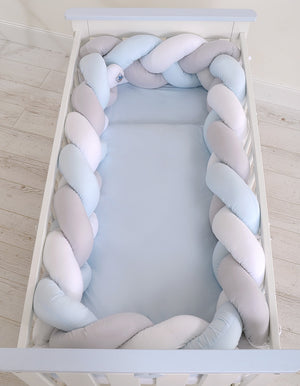 Grande Tresse de lit XXL Blanc & Gris & Bleu