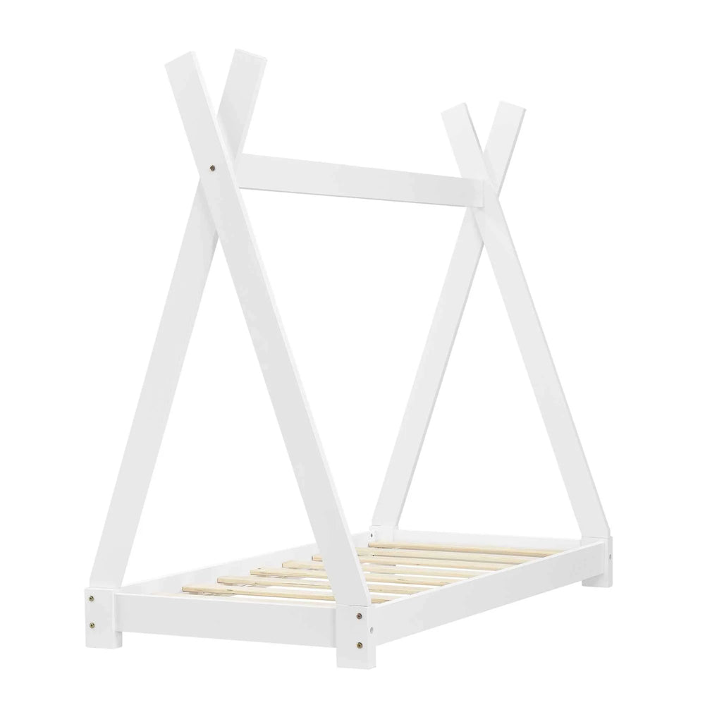 Lit tipi 70x140cm avec matelas - Montessori - Blanc