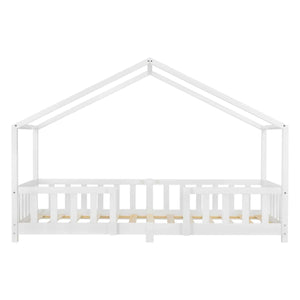 Lit cabane avec barrière - 90x200 cm - Blanc