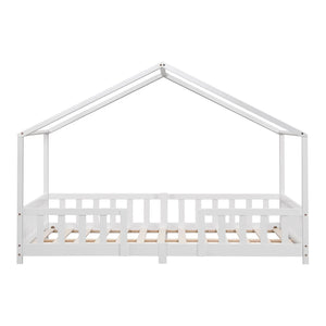 Groot tweepersoons kajuitbed met slagboom - 120x200cm - Wit