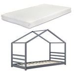 Lit cabane Montessori avec matelas - 90x200cm - Gris