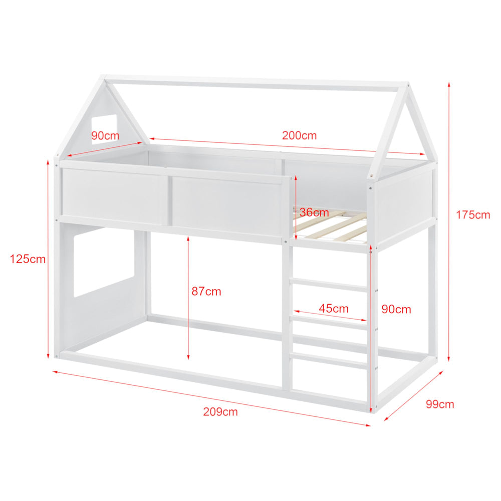 Lit mezzanine enfant avec matelas - 90x200cm - Blanc