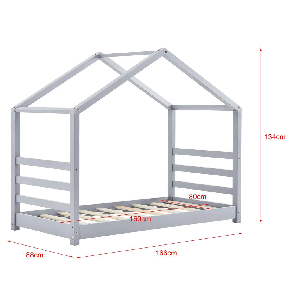 Lit cabane Montessori - 80x160cm - Gris