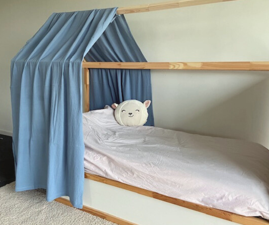 Ciel de lit cabane Bleu pour lit Kura Ikea