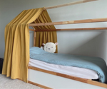 Mosterdgele cabine bedhemel voor Ikea Kura bed