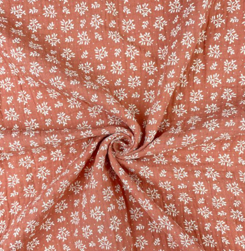 Ciel de lit cabane Fleuri fond marsala