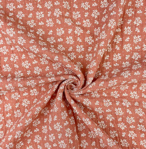 Ciel de lit cabane Fleuri fond marsala