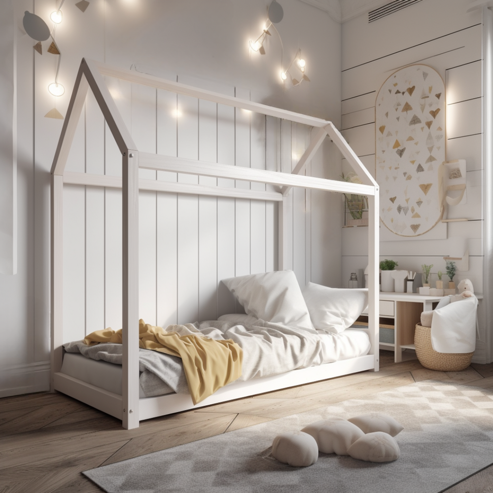 Lit cabane Montessori - 80x160cm - Blanc