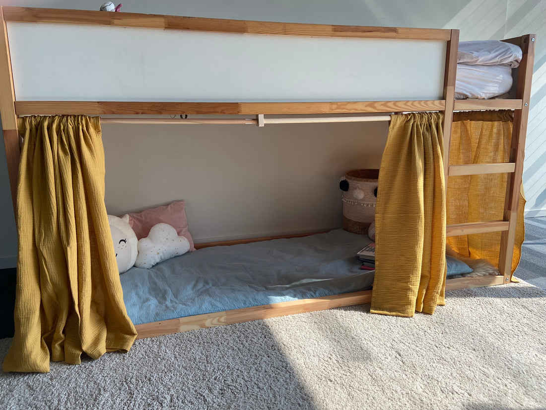 IKEA Kura bedgordijnen - Mosterdgeel