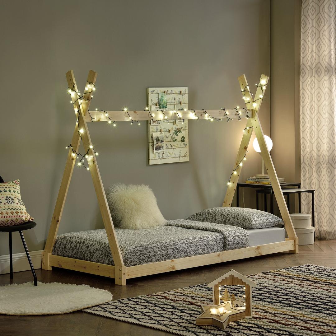 Lit tipi 90x200cm - Montessori - Bois naturel