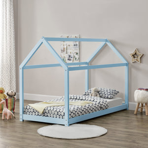 Lit Enfant Design Maison Netstal 200 x 90 cm Bleu Mat Laqué [en.casa]