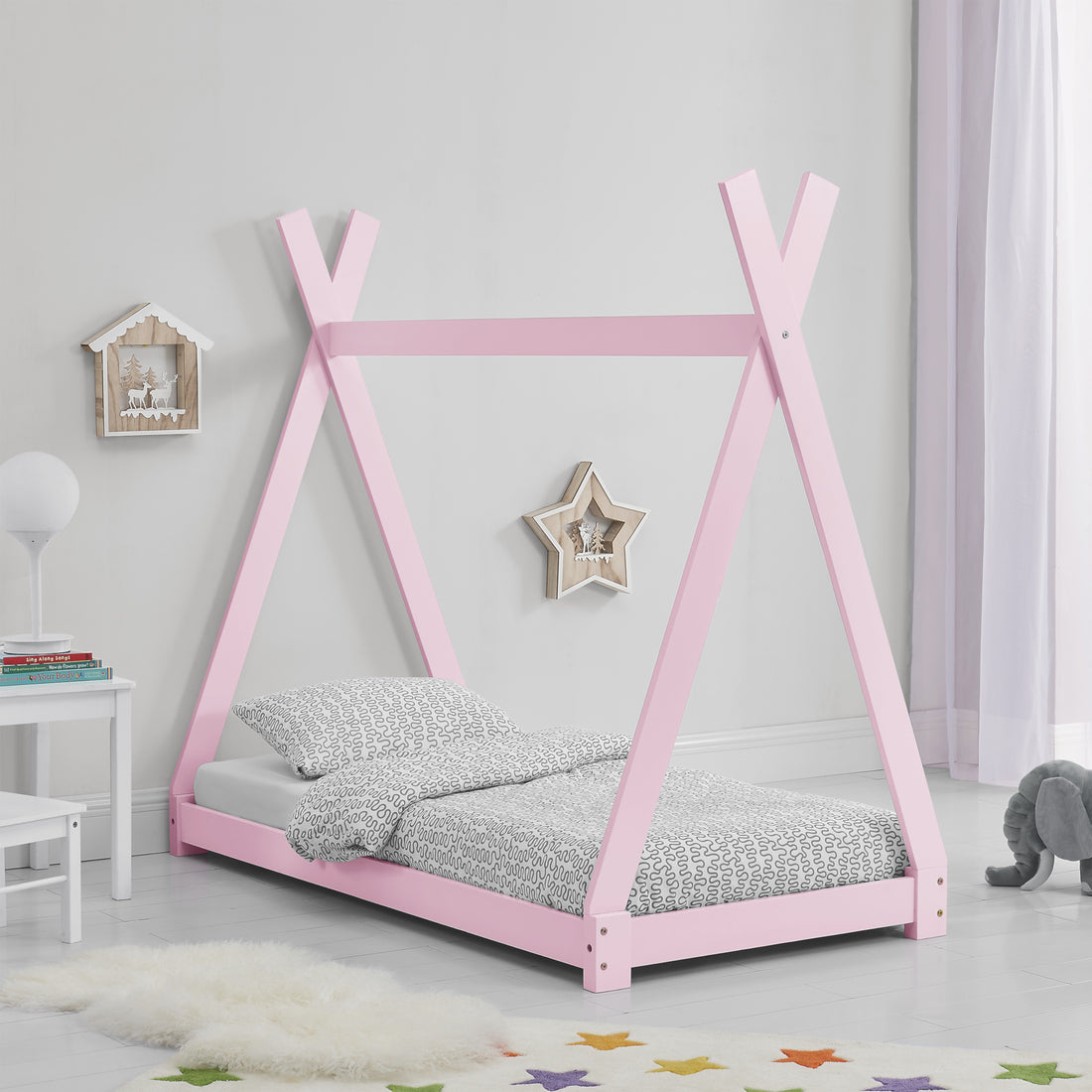 Lit de Tipi pour Enfant Onejda 70 x 140 cm Rose [en.casa]