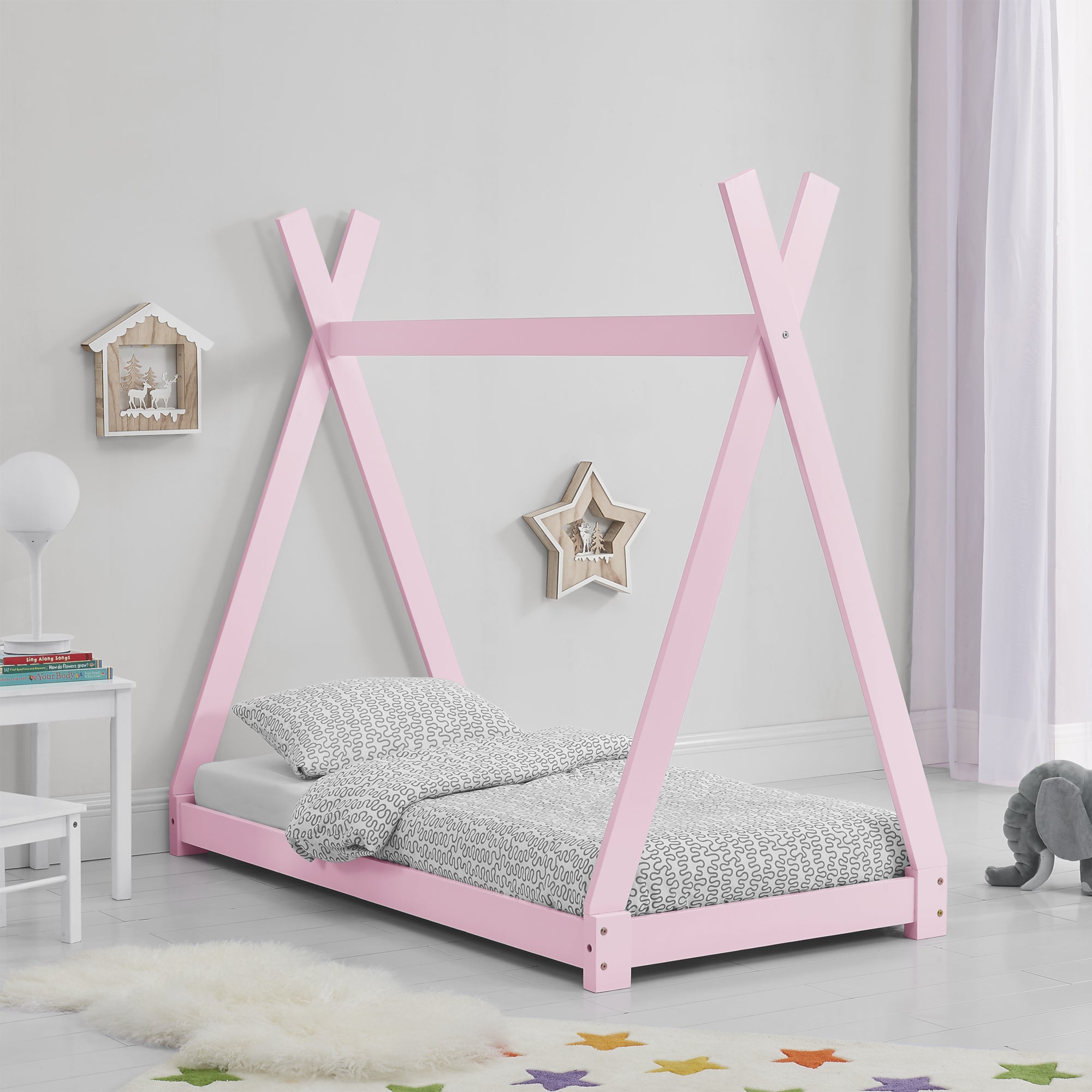 Lit de Tipi pour Enfant Onejda 70 x 140 cm Rose [en.casa]