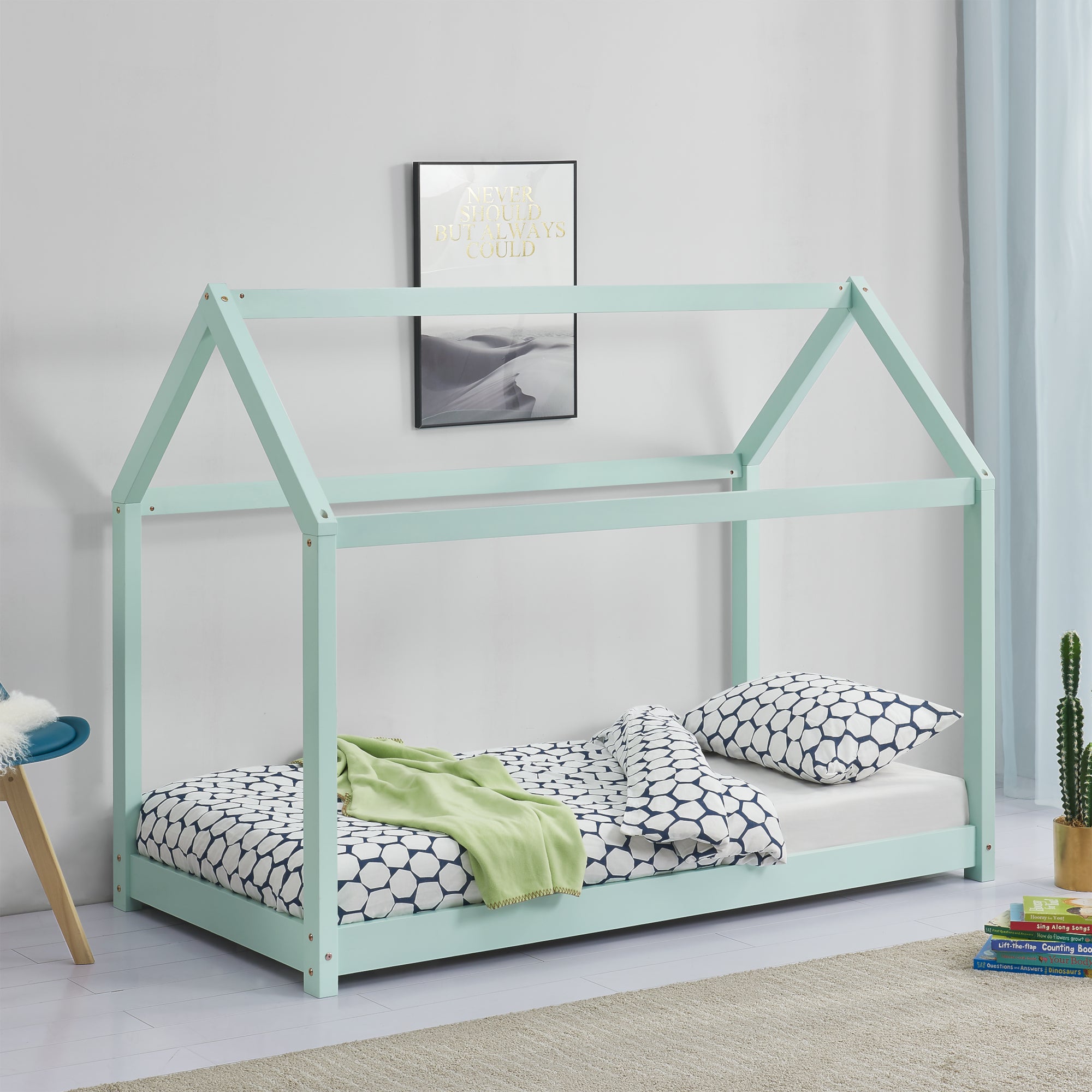 Lit Enfant Design Maison Netstal Pin 160 x 80 cm Menthe [en.casa]