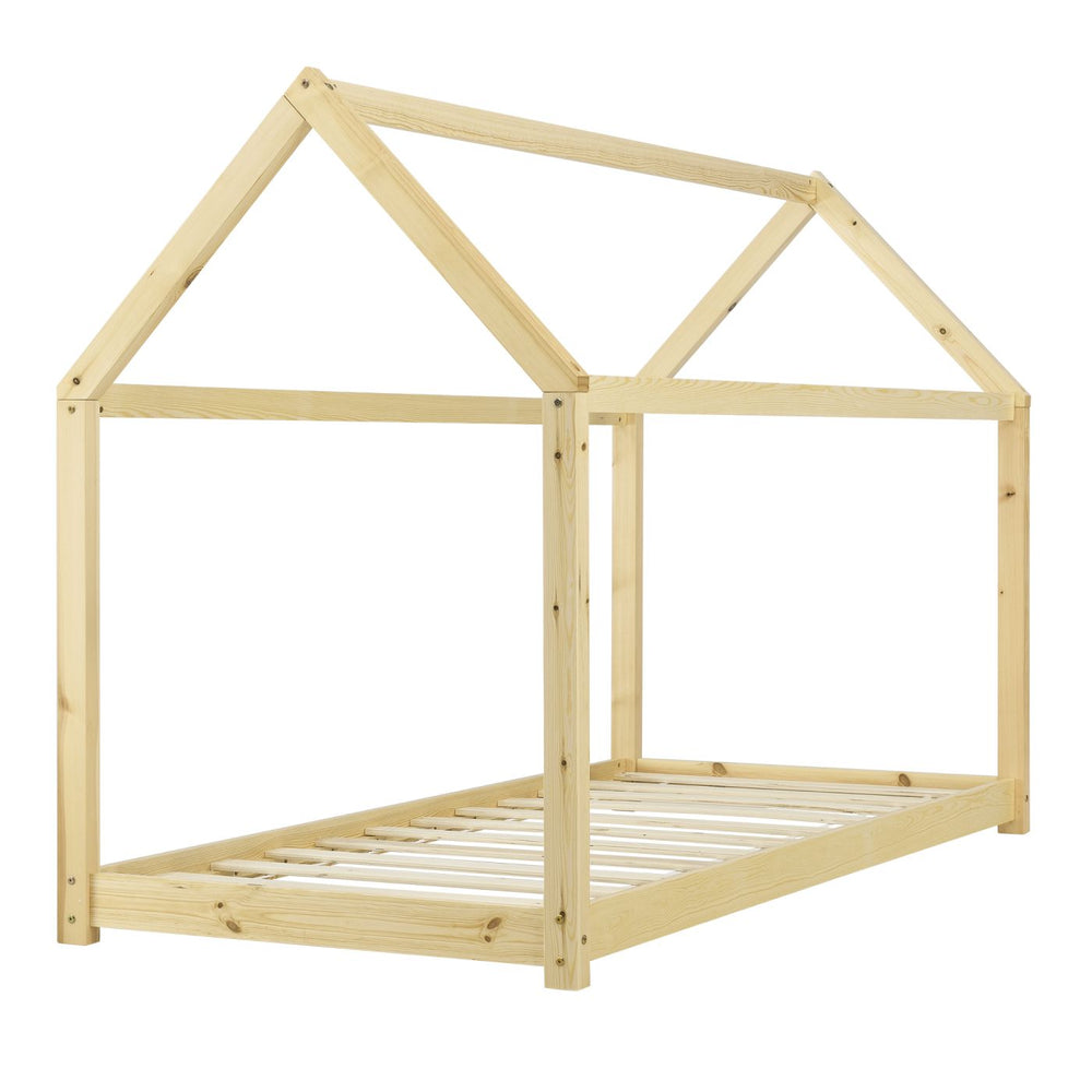 Montessori kajuitbed zonder barrière 70x140cm - Natuurlijk hout