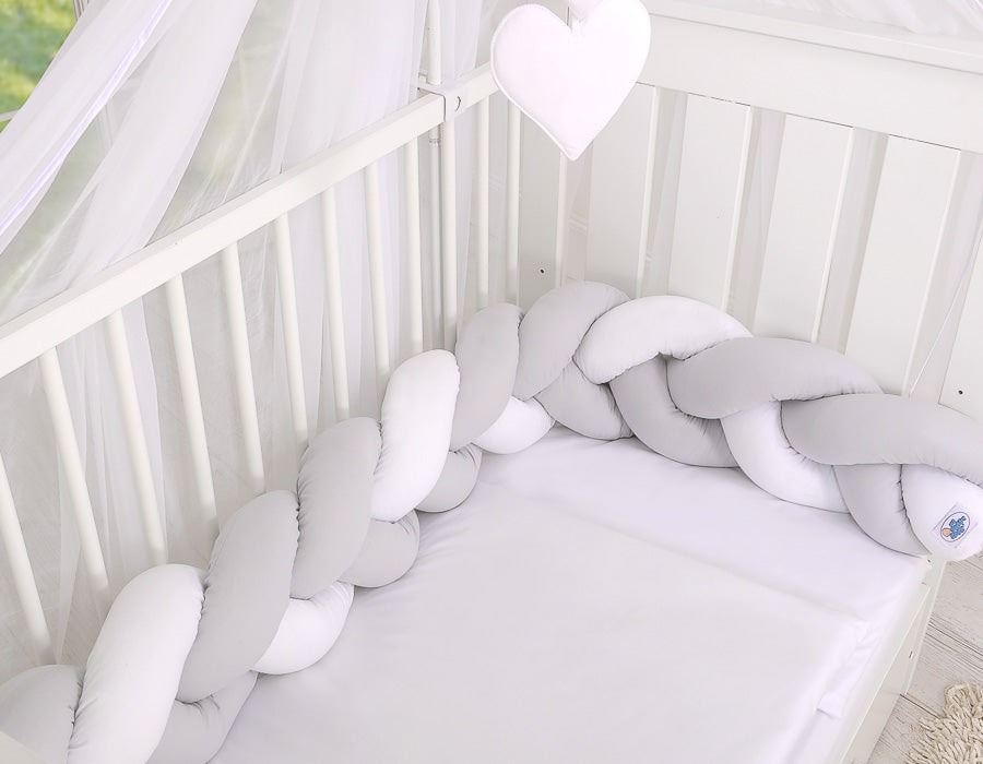Tresse de lit 180cm Gris &amp; Blanc