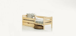 Lit simple en bois avec tiroir de rangement