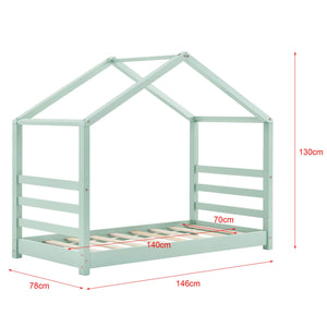 Lit cabane Montessori avec matelas - 70x140cm - Vert