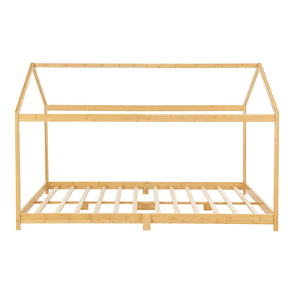 Groot tweepersoons kajuitbed inclusief matras - 120x200cm - Natuurlijk hout
