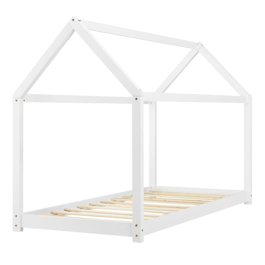 Lit cabane Montessori + matelas 80x160cm - Blanc