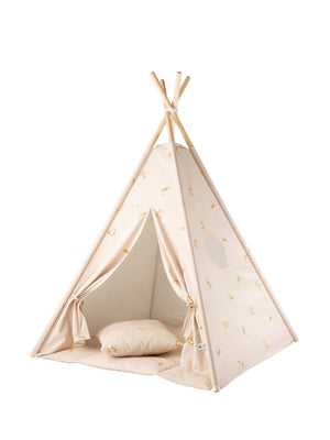 Confezione teepee da esterno impermeabile + tappeto + fodera per cuscino - Beige