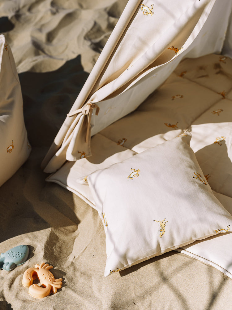 Confezione teepee da esterno impermeabile + tappeto + fodera per cuscino - Beige