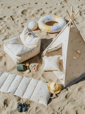 Confezione teepee da esterno impermeabile + tappeto + fodera per cuscino - Beige