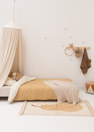 Housse de couette enfant 140x220cm + taie d'oreiller - Fleurs ocre