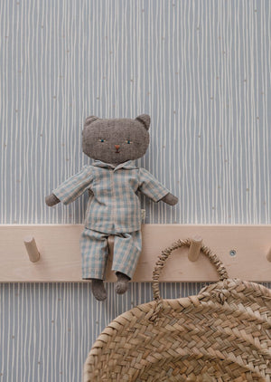 Blauw &amp; Wit gelijnd kinderkamer behang