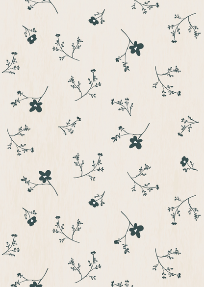Papier peint chambre enfant Fleurs - Blanc &amp; Bleu