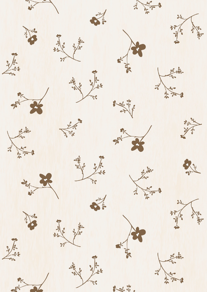 Bloemen kinderkamer behang - Wit &amp;amp; Bruin
