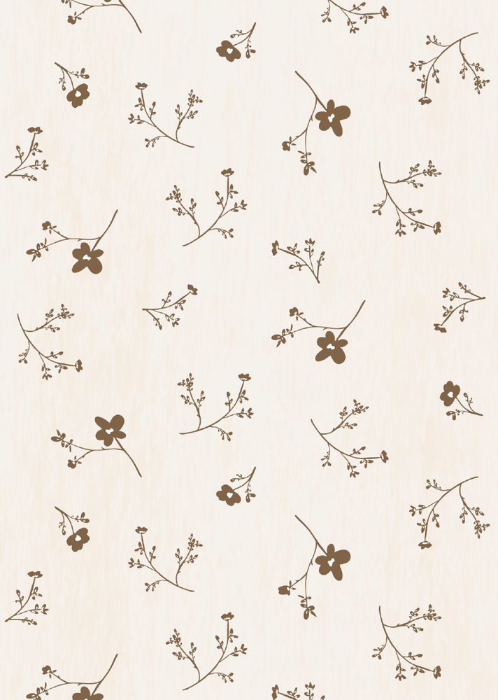 Papier peint chambre enfant Fleurs - Blanc & Marron