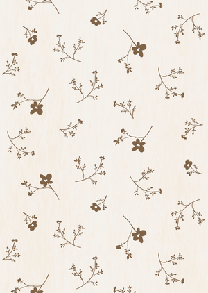 Papier peint chambre enfant Fleurs - Blanc & Marron