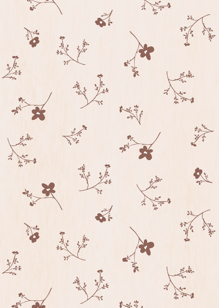 Papier peint chambre enfant Fleurs - Rose nude & Terracotta