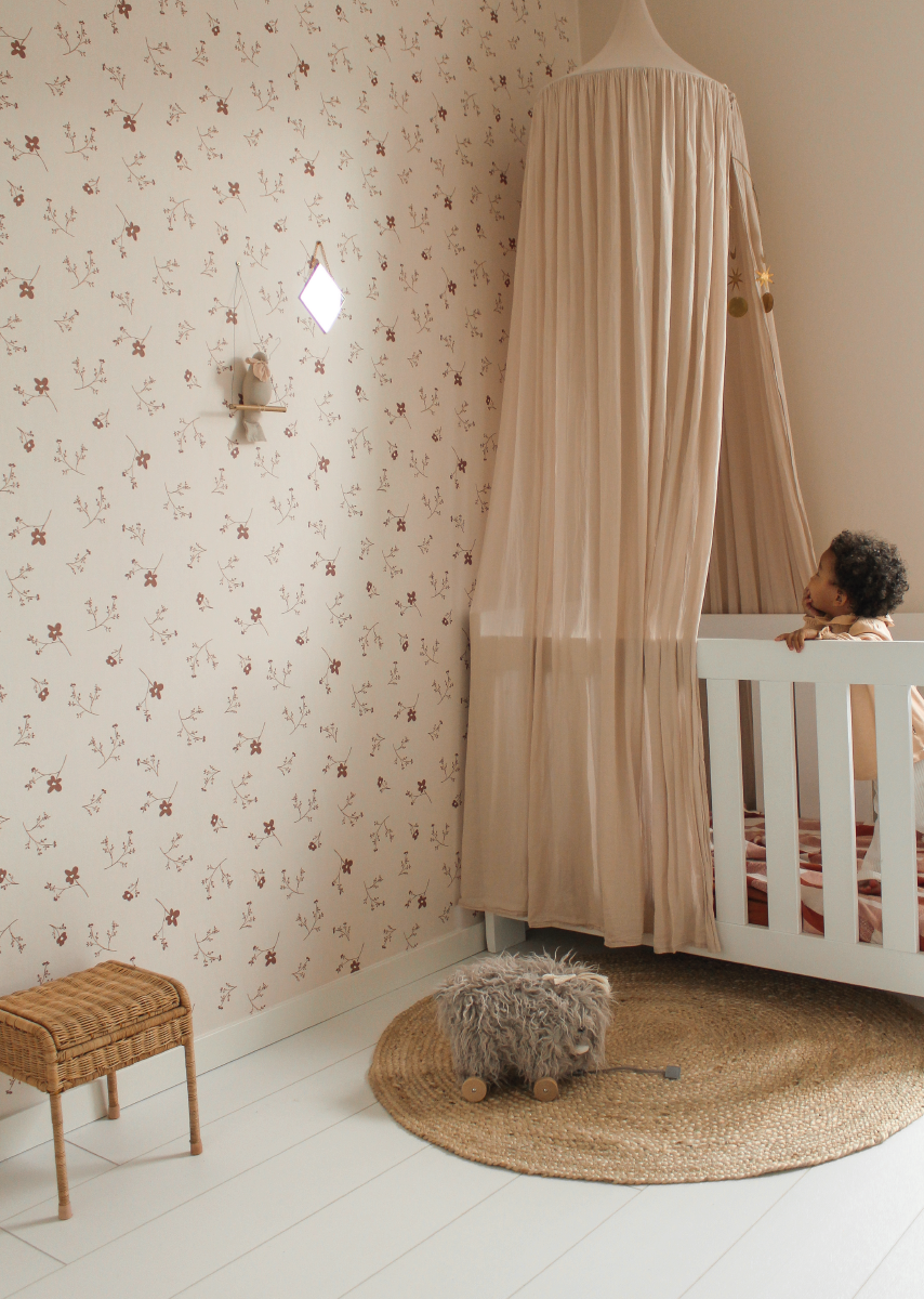 Papier peint chambre enfant Fleurs - Rose nude &amp; Terracotta
