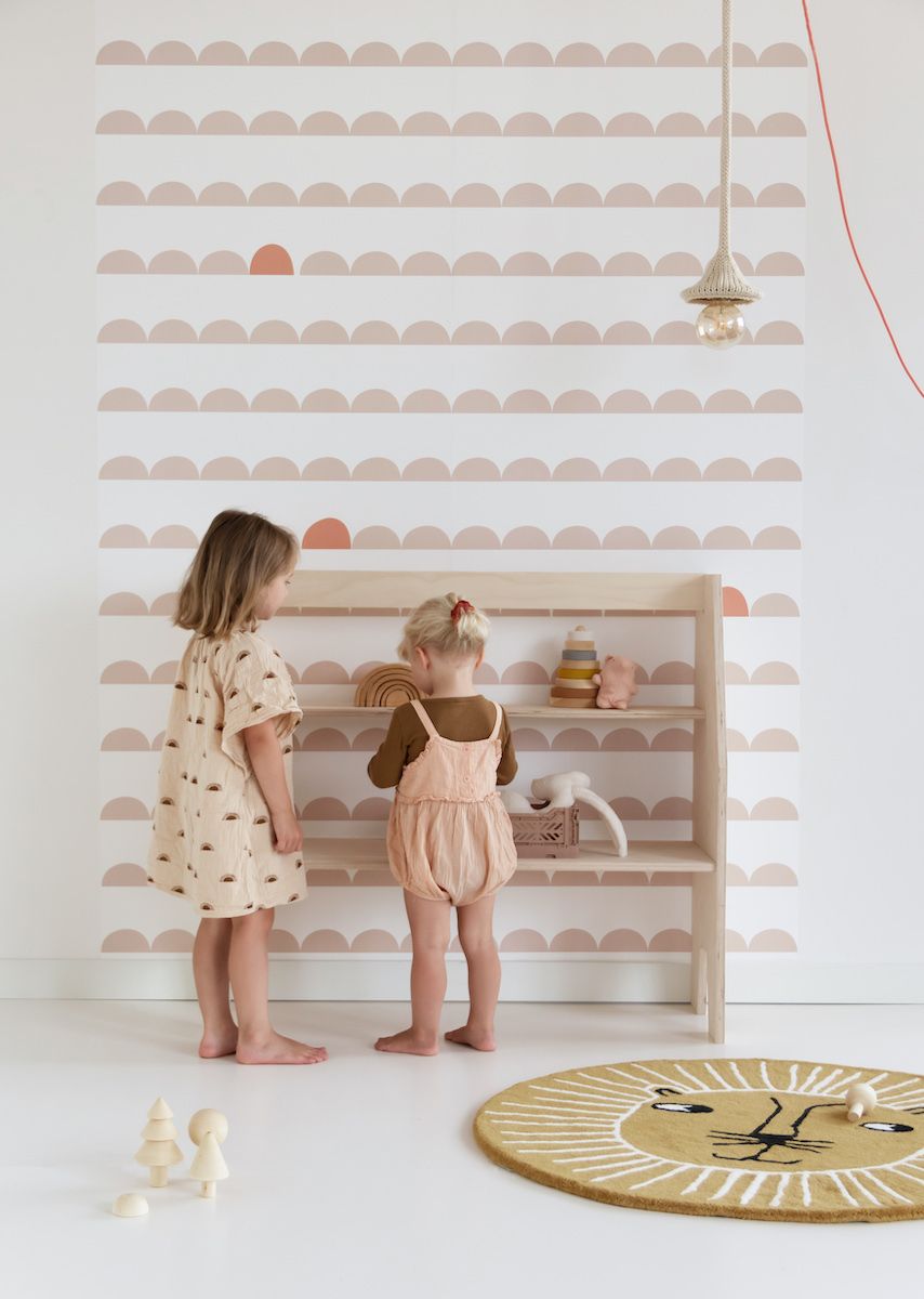 Papier peint chambre enfant Arches - Rose nude &amp; Corail