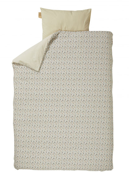 Kinderdekbedovertrek 140x220cm + sloop - Blauw tuin bloemen patroon