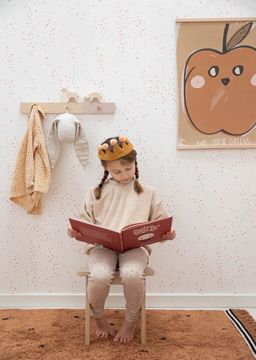 Papier peint chambre enfant Confettis - Rose &amp; Blanc
