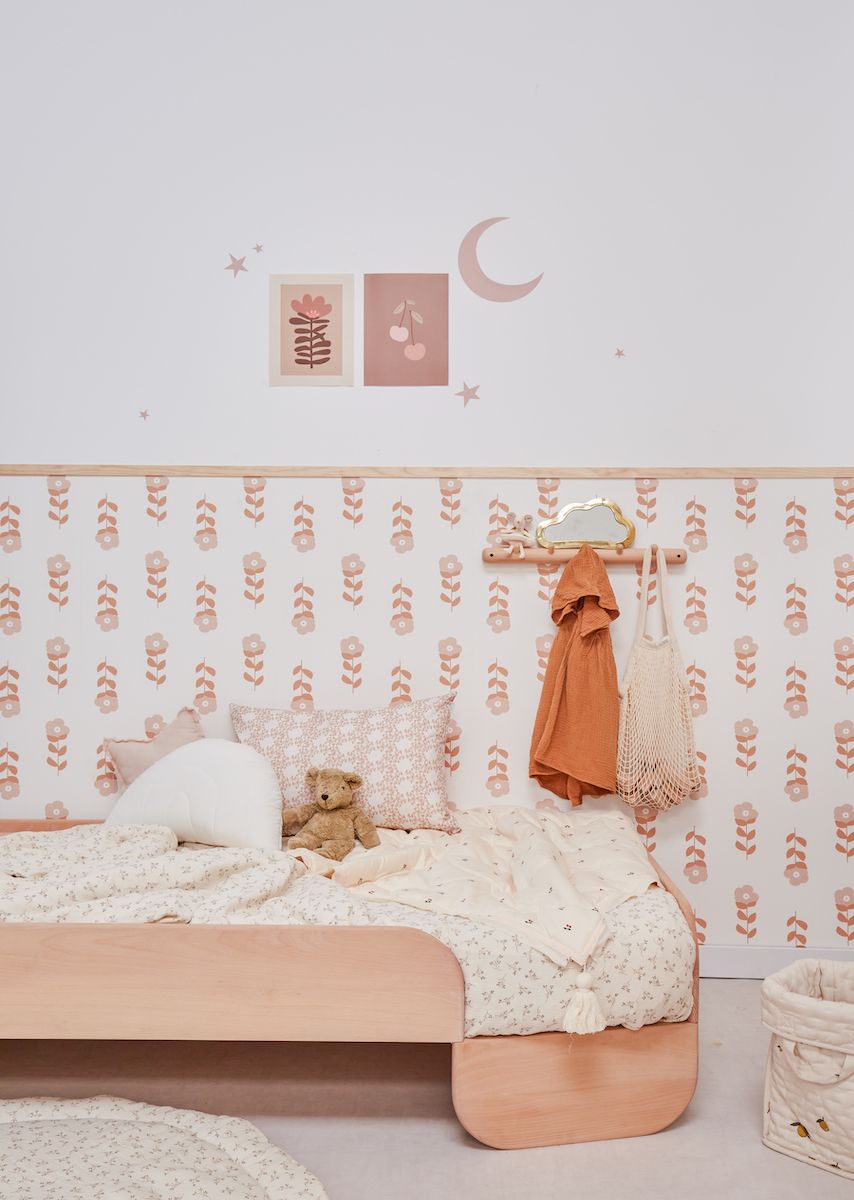 Papier peint chambre enfant Fleurs - Rose &amp; Terracotta