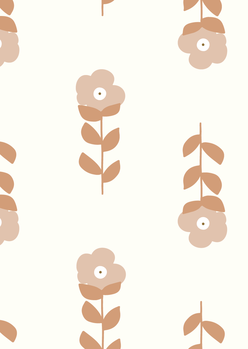 Kinderkamerbehang Bloemen - Roze &amp;amp; Terracotta