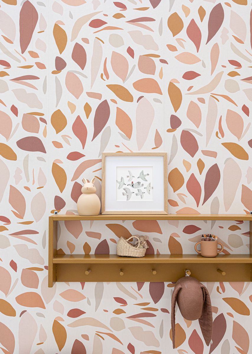 Papier peint chambre enfant motif fruits - Rose, Beige &amp; Terracotta