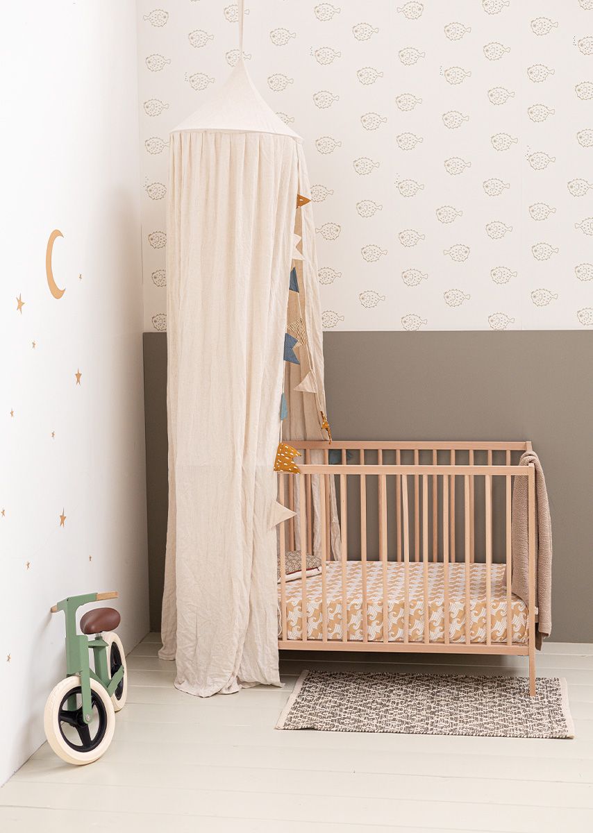 Vis kinderkamer behang - Okergeel