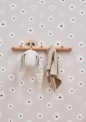 Kinderkamerbehang Daisies - Nude roze &amp; Wit