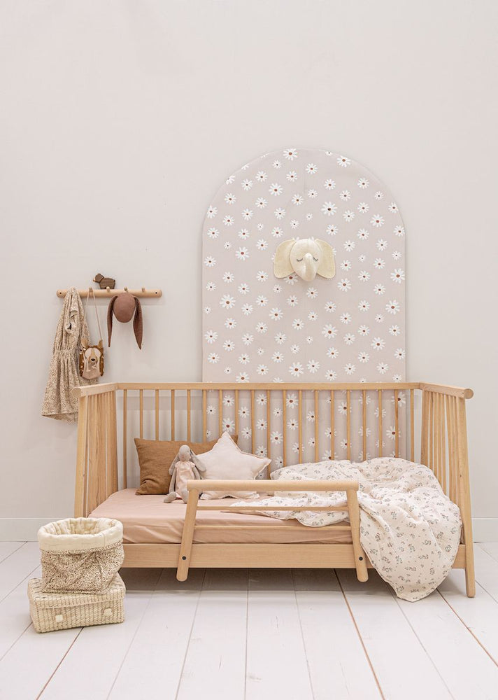 Papier peint chambre enfant Marguerites - Rose nude & Blanc