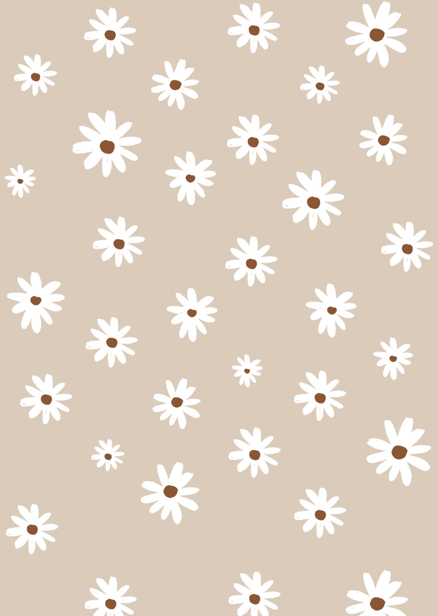 Papier peint chambre enfant Marguerites - Rose nude &amp; Blanc