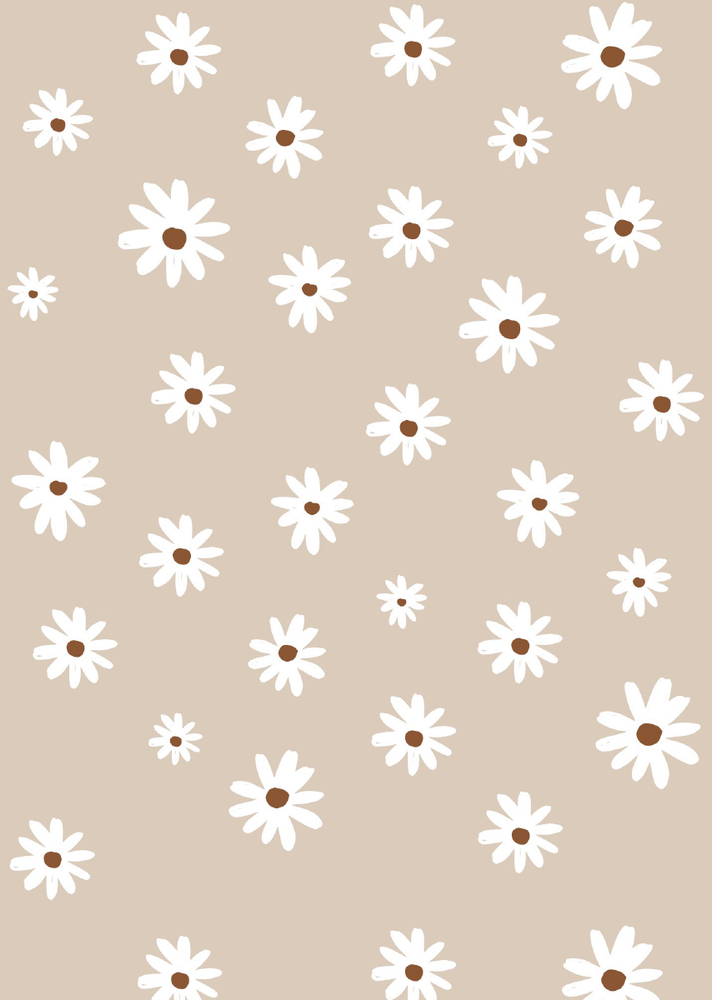 Kinderkamerbehang Daisies - Nude roze &amp; Wit