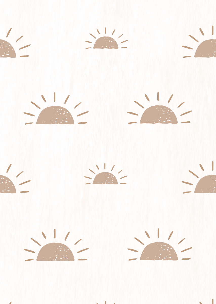 Papier peint chambre enfant Soleil - Rose nude &amp; Blanc