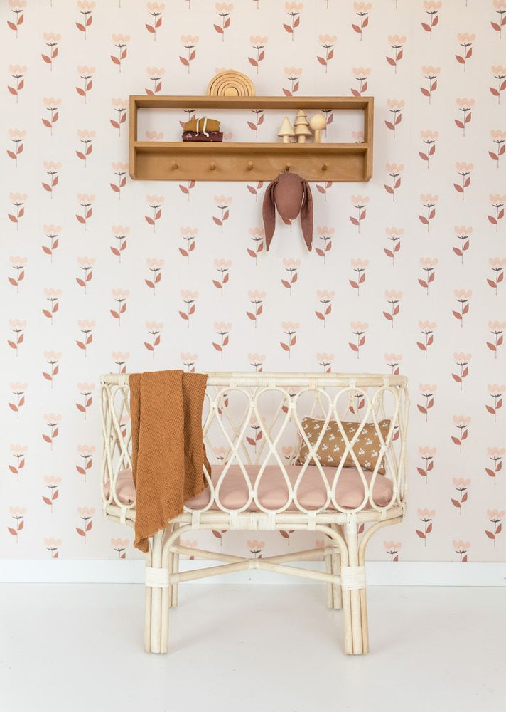 Papier peint chambre enfant Fleurs - Rose nude & Terracotta