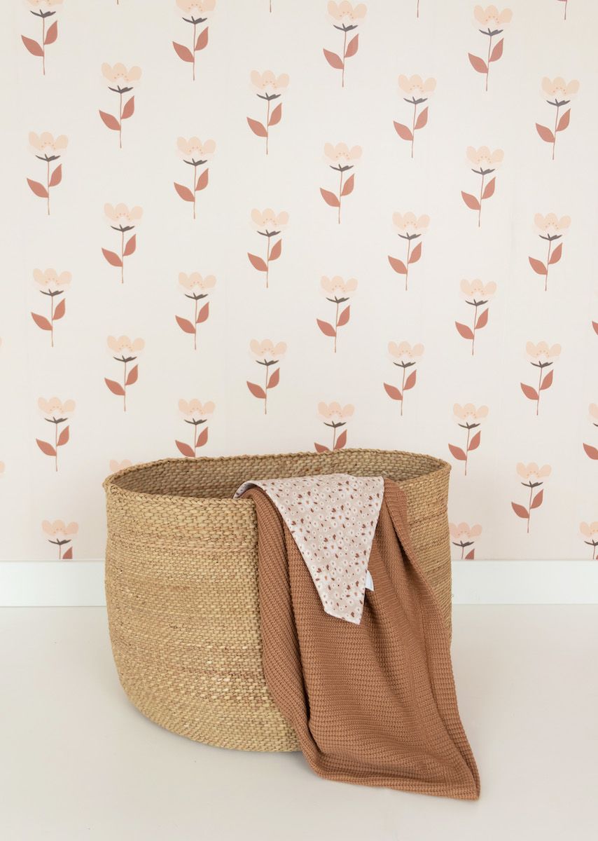 Kinderkamerbehang Bloemen - Nude roze &amp;amp; Terracotta