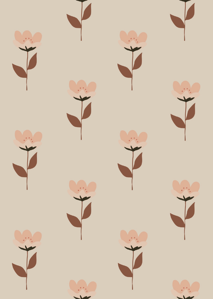 Kinderkamerbehang Bloemen - Nude roze &amp;amp; Terracotta